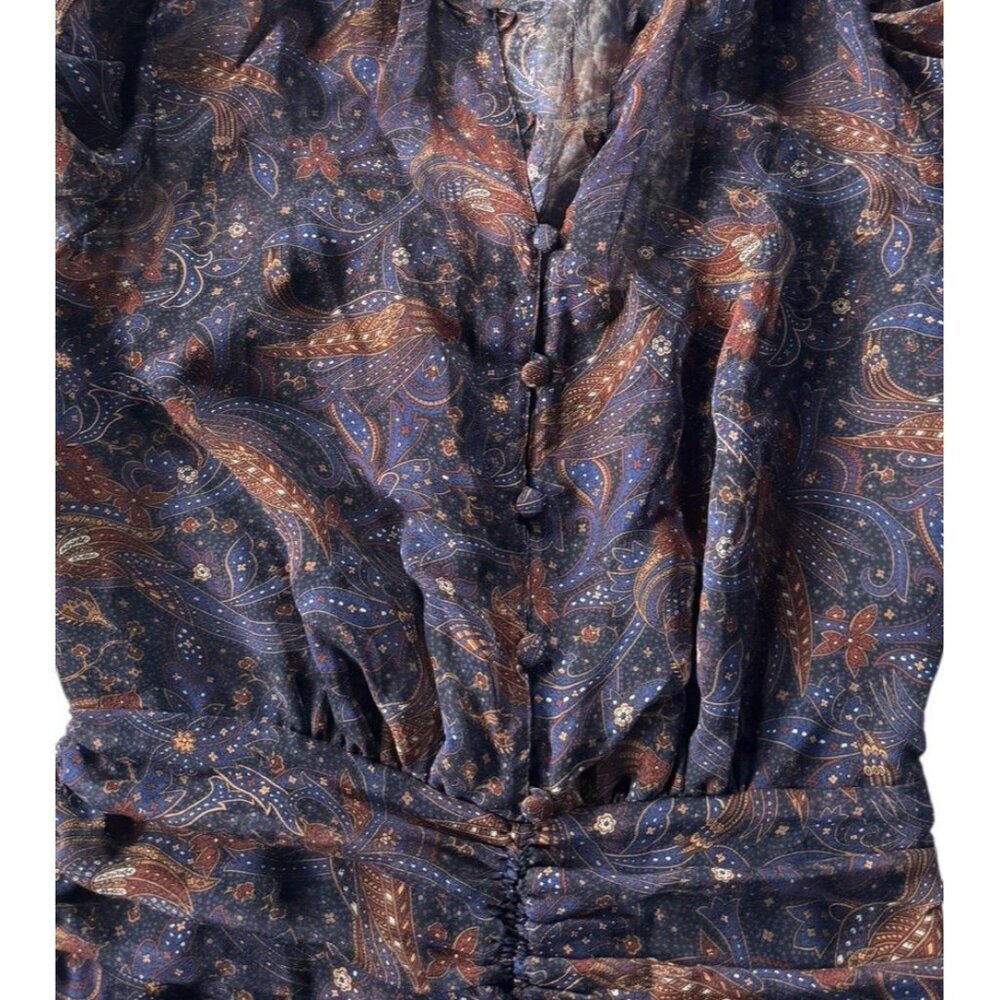 Veronica Beard Woman's Sz 2 Kerri Printed Silk Dress Black Blue Floral Print NWT - Picture 9 of 13